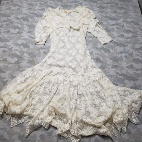 Vintage Gunne Sax Dress Womens Small White Half Sleeve - Picture 1 of 10